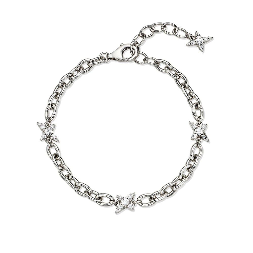 Nova Silver (W) Pave Link Station Bracelet Hl1B54121W9180