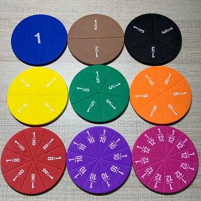 51Pcs/Set EVA Fraction Instrument Demonstrator Round Shaped Montessori Math Educational Toys Kids Student Learning Math Tools