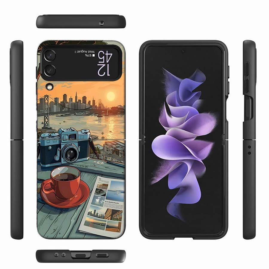 Camera and Souvenirs With Scenery Phone Case For Samsung Z Flip 6 7 5G Z Flip 5 Galaxy Z Flip 3 4 5G ZFlip Shockproof Hard Cover