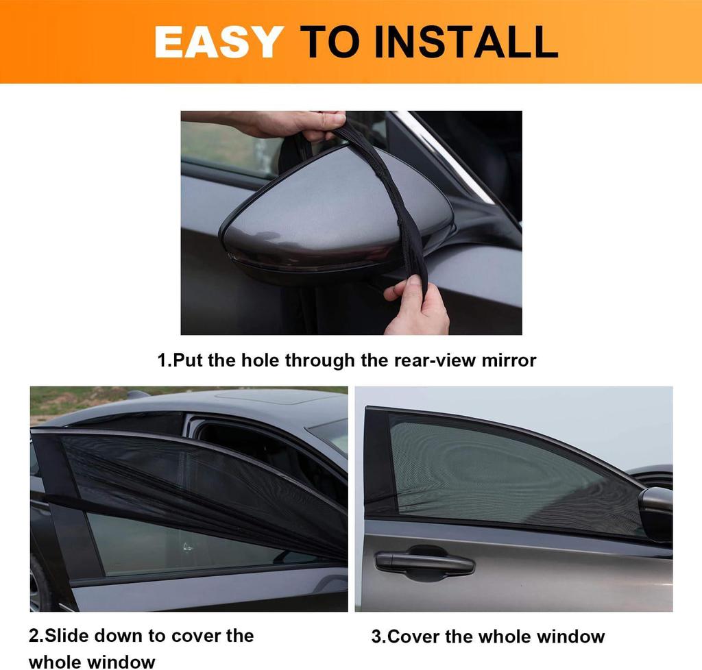 Universeller einziehbarer Auto-Fenster-Sonnenschutzvorhang - Elastisches Netz-Sonnenvisier für Camping und mehr