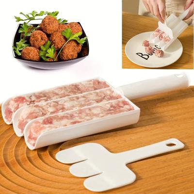 1pc, Creative Kitchen Triple Meatball Maker, Meat Baller Spoon With Cutting Spade, DIY Meatball Making Set, For Quick Making Cookie Dough Or Sorbet