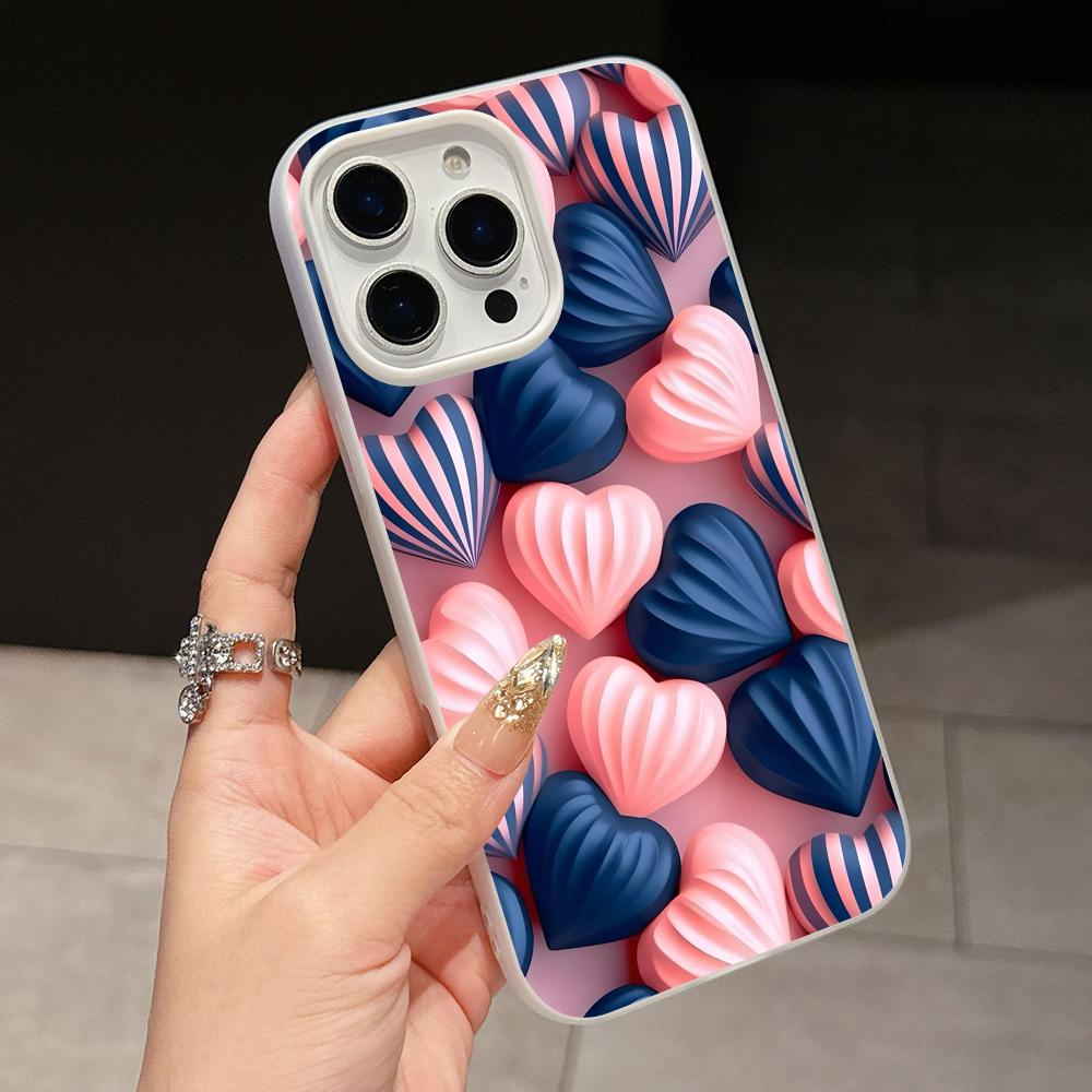 Y2K Glowing Hearts Jelly Double Layer White Mobile Phone Case for iPhone 17 16 15 14 13 12 11 Air Pro Max Plus Protective