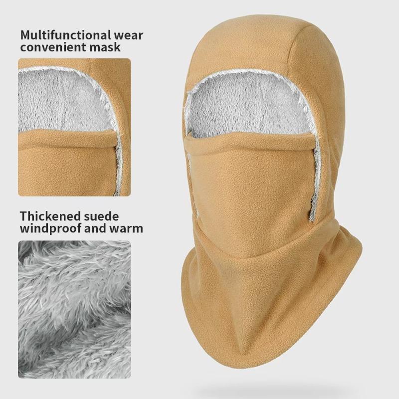 

Keep Warm Winter Mask Head Cover Hat Integrated Neck Guard Adding Fleece Thickened Heat Accumulation Windproof Cycling Face Mask