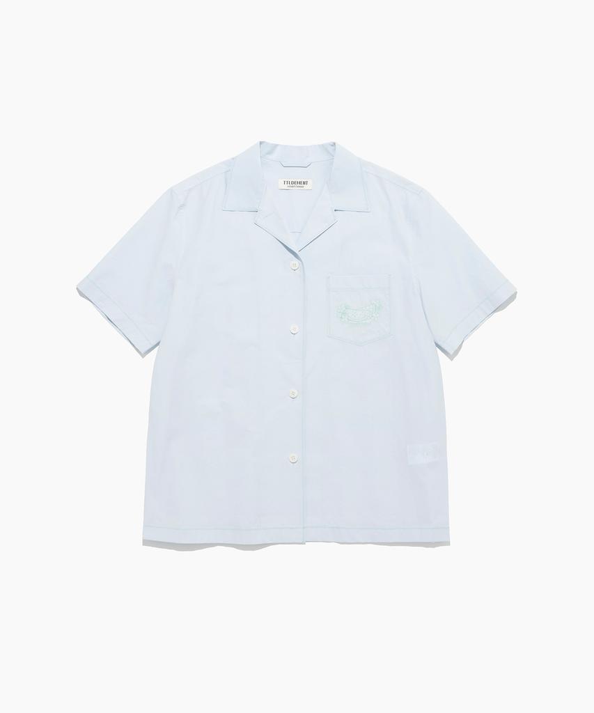 Tudument Stitched Open Collar Shirt L.Blue