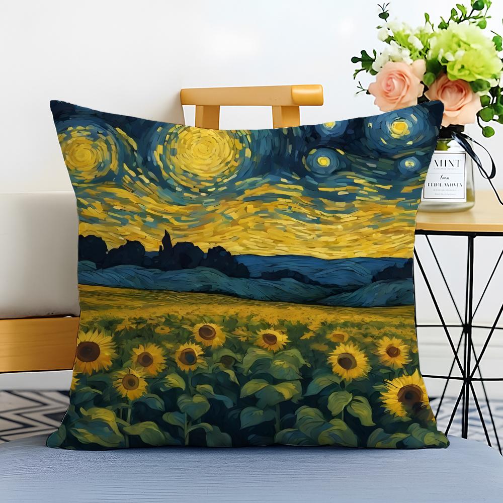 sunflower Cushion Cover Washable Linen Pillowcase Soft for Sofa Bed Cozy Home Room Decor