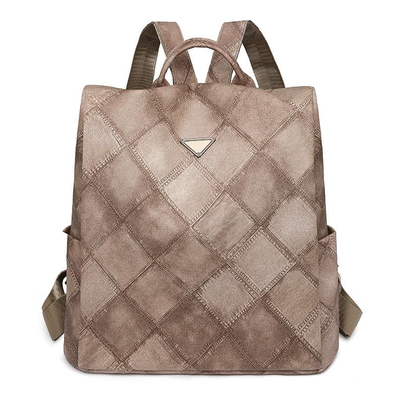 

Жіночий міцний рюкзак із PU м’якої шкіри. Студентський шкільний рюкзак хакі