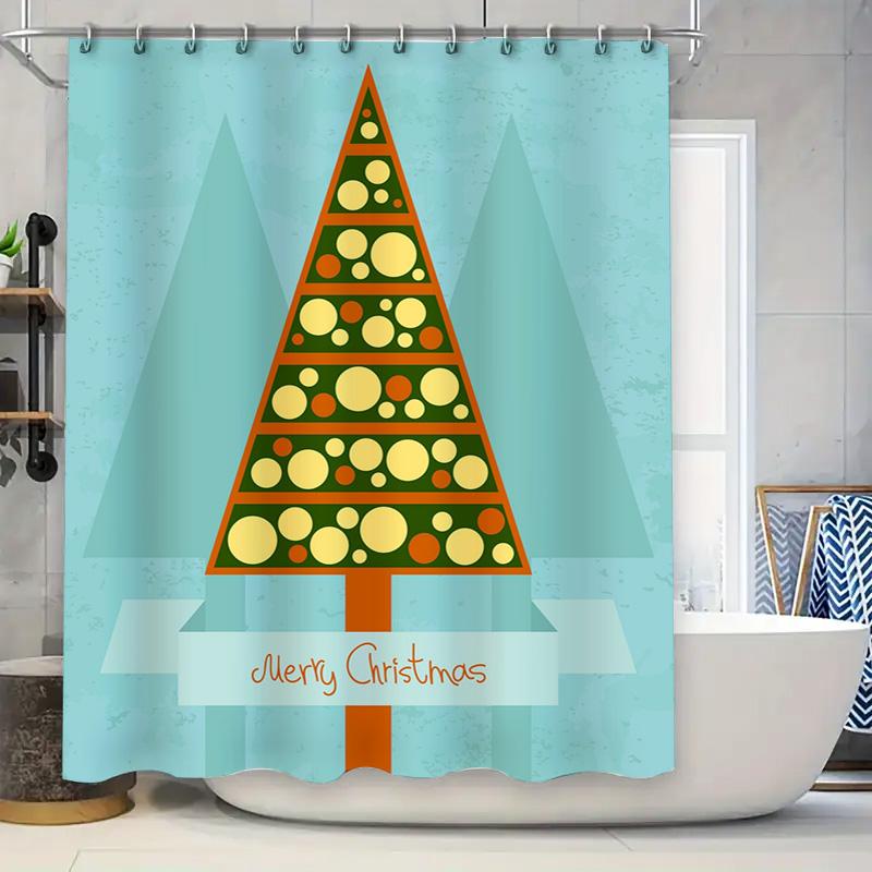 Tu Bathroom Curtain Christmas Pattern Festive Holiday Decor Shower Curtain Modern Abstract Art Home Textile Waterproof Fabric