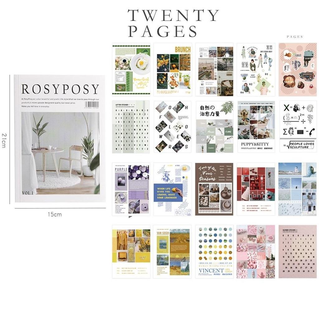 Rosy Posy 20 Page Notebook Sticker Set Vintage Cartoon Bear Decoration Stickers Post Diary Journal Album Gift