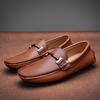 Men's Large Breathable Leather Loafers Slip-On Versatile Bean Shoes