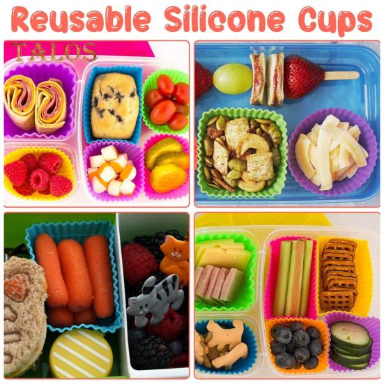 40 Pcs Lunch Box Dividers Set Reusable Silicone Cupcake Liners Baking Muffin Cups Heat Resistant Divider Cups for Lunchbox Bento Box