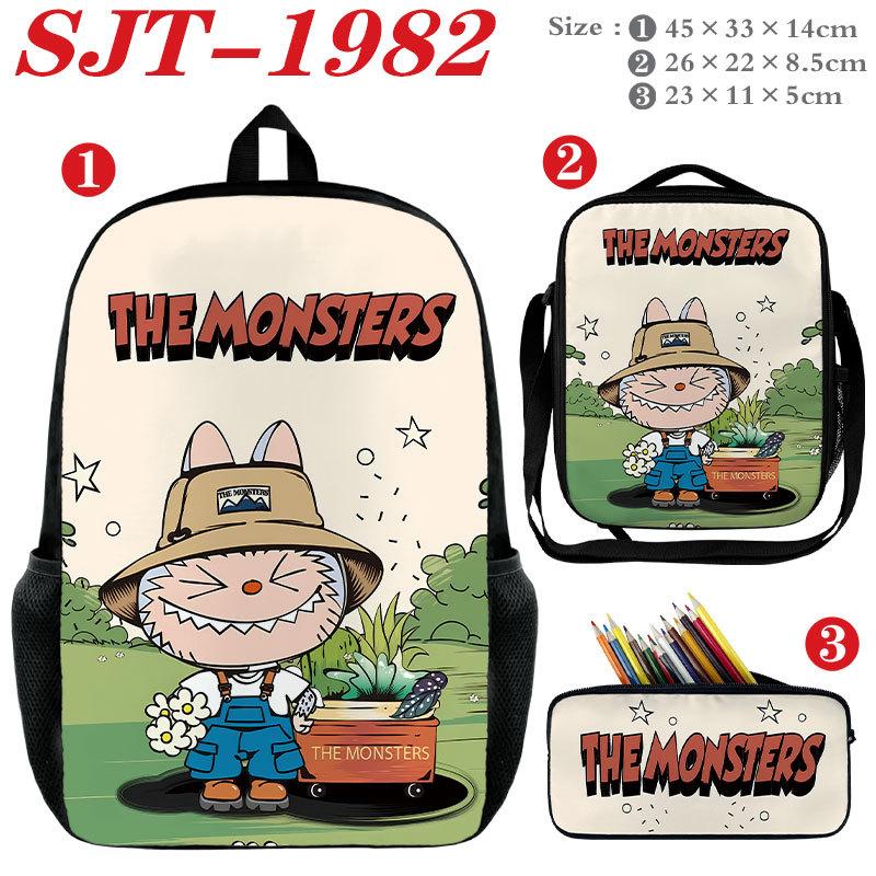Anime School Bag Set 3 Piece, Wear-Resistant Waterproof Large Capacity Backpack Crossbody Bag Pencil Case, Kids Bookbag