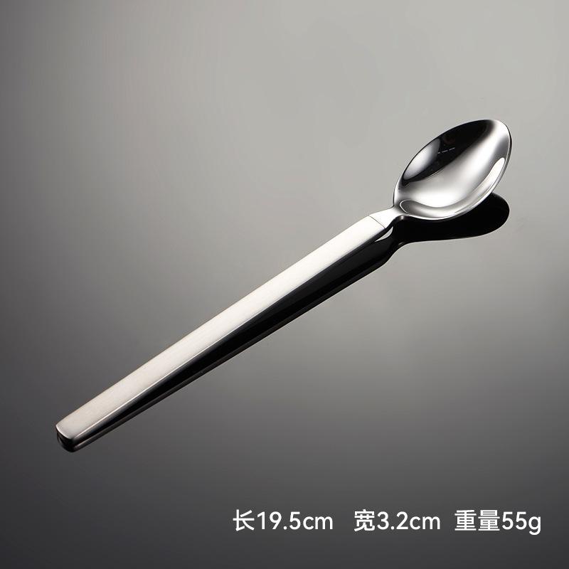 304 stainless steel western food spoon square handle sanded handle bright spoon head thick and heavy multi-specification hand throwing round edge