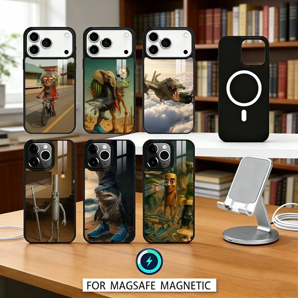I-Italian B-Brainrot T-Tung Phone Case Magnetic For iPhone17 16 15 14 13 12 Pro Max For Magsafe Wireless Charging Cover
