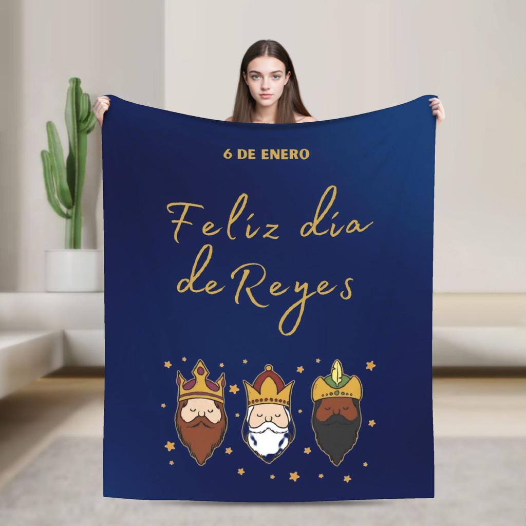 Día de los Reyes Magos Throw Blanket for Couch  Fuzzy Soft Plush Blanket 50x60 Inches Multi-size Bedspread for All Seasons