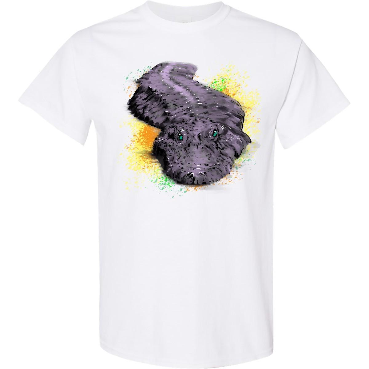 Inktastic Colorful Lurking Gator T-Shirt Animals Crocodile Artsy Illustration S разноцветный