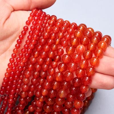 60/50/40Pcs For DIY Bracelets Round Loose Beads 4/6/8mm Natural Stone Red Carnelian Agate Beads Jewelry Making