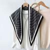 New High-end French Flower Print Triangle Scarf Old Money Wind Belt Fashion Headscarf Women's Imitation Silk Scarf