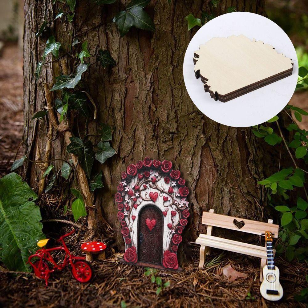 Holz Fee Gnome Tür Figuren handgemachte Fee Gärten Türen Garten Dekoration