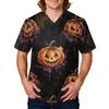 Men's Halloween Printed Medical Scrub Top V Neck with Tie and Pockets Comfortable Fit Daily Workwear for Healthcare Professionals