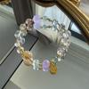 New Crystal Bracelet with Black Gold, Ultra-flexible Tiger Eye Stone, Golden Rutilated Quartz, Green Phantom Quartz, and Multi-gemstone Crystal