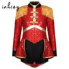 Girls Circus Ringmaster Costume Long Sleeve Shiny Sequins Dress Jumpsuit Halloween Party Fancy Cosplay Outfits Ballet Dancewear