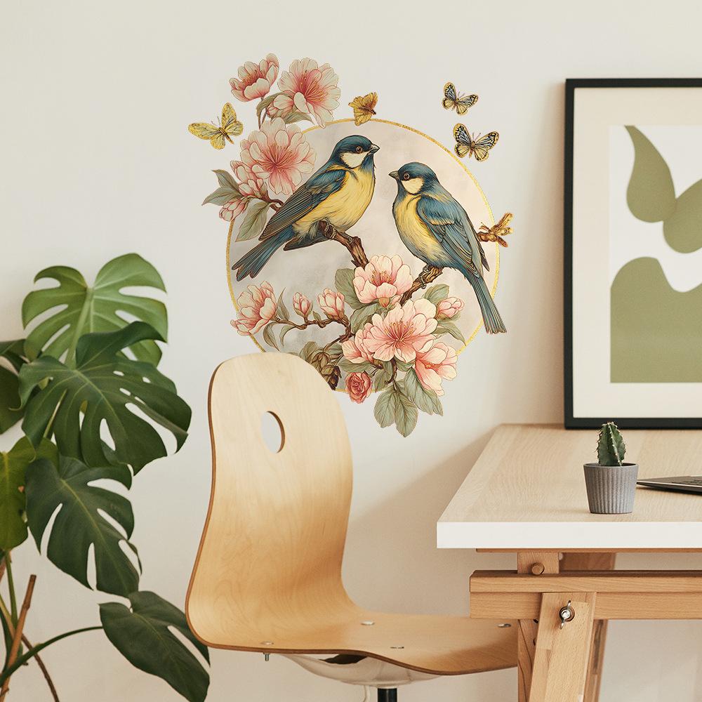 New Chinese-style Flower, Bird, Butterfly Study, Entrance Hall Home Decoration and Beautification Stickers