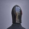 Elmo Barbuta Medievale Fatto a Mano Finitura Nero Rossa Armatura da Cavaliere LARP Cosplay SCA Elmo in Acciaio Indossabile