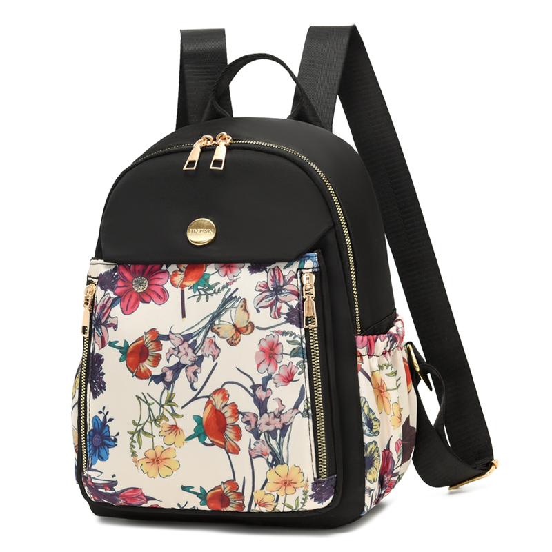 Modische Stickerei Tasche Lässig Wasserdicht Oxford Damen Rucksack Weiblich Kleine Kapazität Reise Handtasche Einkaufs Rucksack Crossbody Tasche