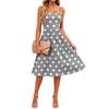 Sleeveless Adjustable Strap Dress with Pockets Polka Dot Print Casual Midi Dress for Women Summer Everyday Wear