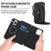 For iPhone 16 Pro Max Wallet Case Magnetic Detachable PU Leather Phone Cover with 2 Straps