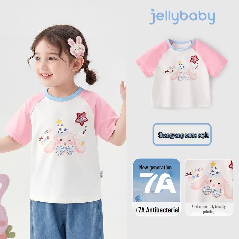 JELLYBABY Girls Cartoon Animal Short Sleeve T-Shirt 110