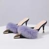 Fashion Sense of Design Niche Wearing Slippers for Women Winter Thin Mid-heel Pointed-toe High-heeled Shoes with Baotou Half-drag