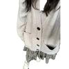 Soft waxy v-neck long-sleeved lazy sweater jacket for women's autumn and winter loose feeling casual outer wear knitted cardigan for women
