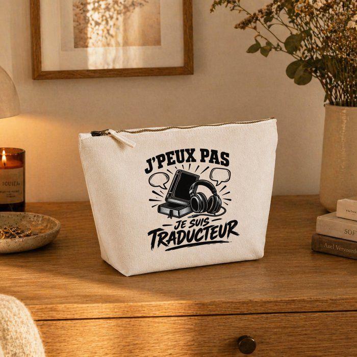 Trousse de toilette - PLANETEE - J'peux pas minimaliste - Beige - 100% coton - 3 L, fermeture zippée