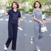 Summer Sportswear Set for Women Aged 40-50: Short-Sleeve T-Shirt & Casual Two-Piece Outfit