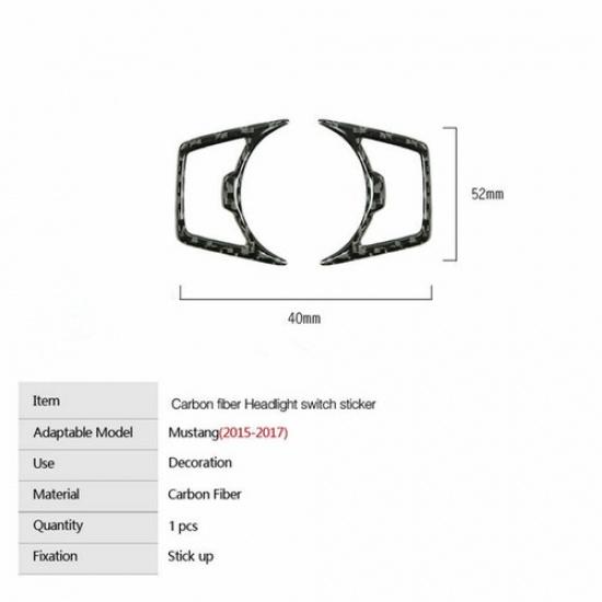 Real Carbon Fiber Headlight Switch Sticker Decoration Fit For Mustang 2015-
