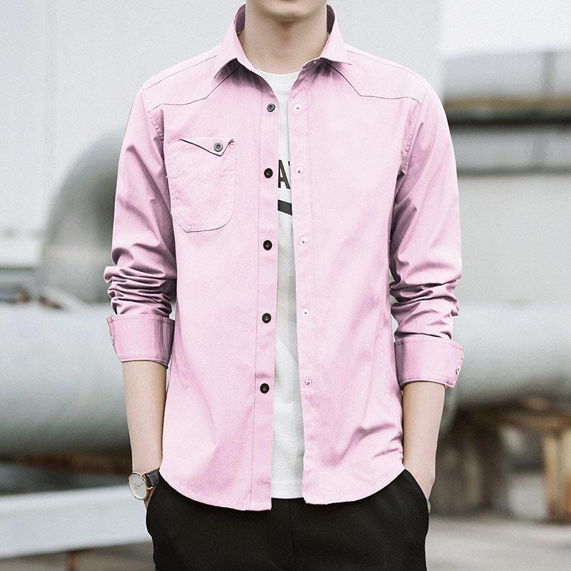 Men's Olive Green Long Sleeve Cargo Shirt, Casual Button Down Top with Chest Pocket for Daily Wear