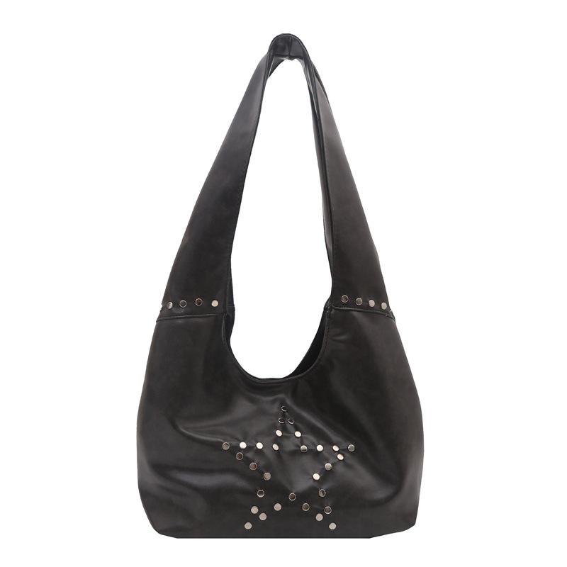 2025 New Bag Underarm Bag Large Capacity Shoulder Bag Handbag Rivet Underarm Bag Women's Bag
