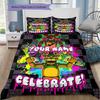 Fnaf Celebration Custom Name Pattern Bedding Quilt Set Quilt Cover Pillowcase Home Birthday Gift(1 * Duvet Cover + 2 * Pillowcase, Without Core)