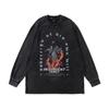 High Street Printed Sweater Ins American Retro Trendy Brand Washed Old Oversize Cotton Long Sleeve T-Shirt Men