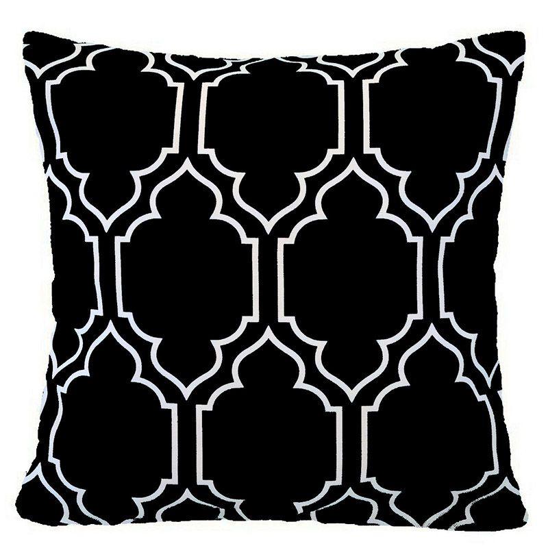 Cover Geometric Cushion Home Sofa Decor Black  White Linen Throw Pillow Case