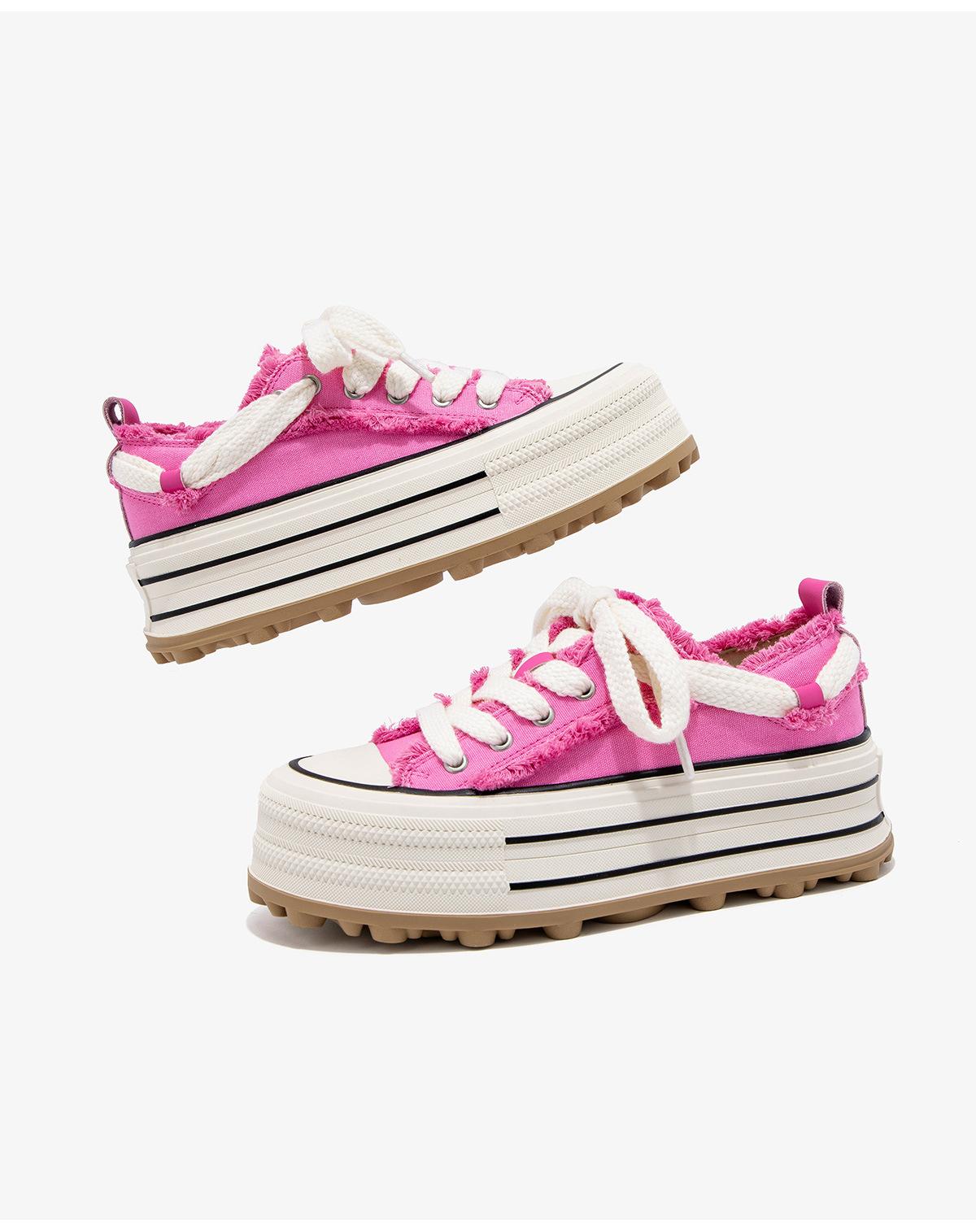 

Кремово-желтые туфли на платформе с низким верхом из парусины, женские шикарные корейские туфли для сёрфинга, тонкие универсальные маленькие белые туфли 36 розовый