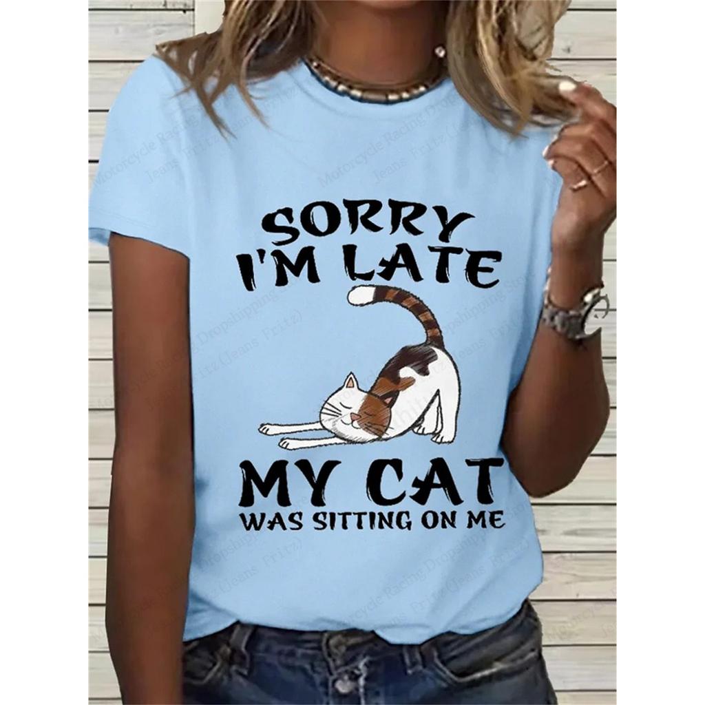Summer Women's Top Lovely Cat 3d Print Tshirt Women Fashion T-shirt Crew Neck Short Sleeve T Shirt Animal Tops Tees Y2k Clothing
