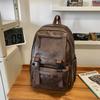 Schoolbag Retro Casual Backpack Men's Backpack Computer Bag College Style Korean Version Student Schoolbag Women's Pu Leather Travel Trendy Bag