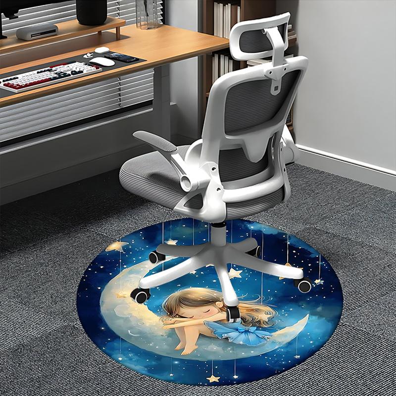 Лунная Мечта, Фантазия Звездной Ночи Коврик под стул Круглый ковер Ковер для офиса, Машинная стирка, Нескользящий, Подходит для гостиных, спален 80cm