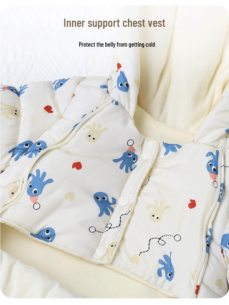 Kuscheliger Neugeborenen-Baumwoll-Einteiler - Dicke Herbst-Winter-Oberbekleidung für Ausflüge und Krabbeln