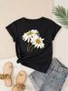 Daisy Print Women's T-Shirt Bohemian Floral Print Casual Summer Top Women Clothing Fashion Graphic T Shirts Summer Streetwear
