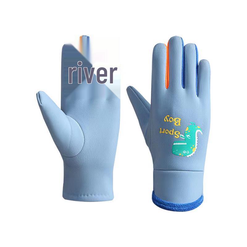 Kids' Waterproof Winter Gloves - Luminous Cartoon Dinosaur Design for Outdoor Sports & Snow Play