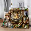 Cozy Domineering Tiger Print Blanket, Lightweight Flannel Throw For Sofa, Bed, Travel, Camping, Livingroom, Office, Couch, Chair, And Bed