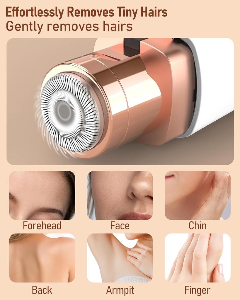 Eyebrow & Facial Hair Removal for Women: 2 in 1 Rechargeable Eyebrow Trimmer & Face Shaver, Painless Electric Facial Eye brow Ra